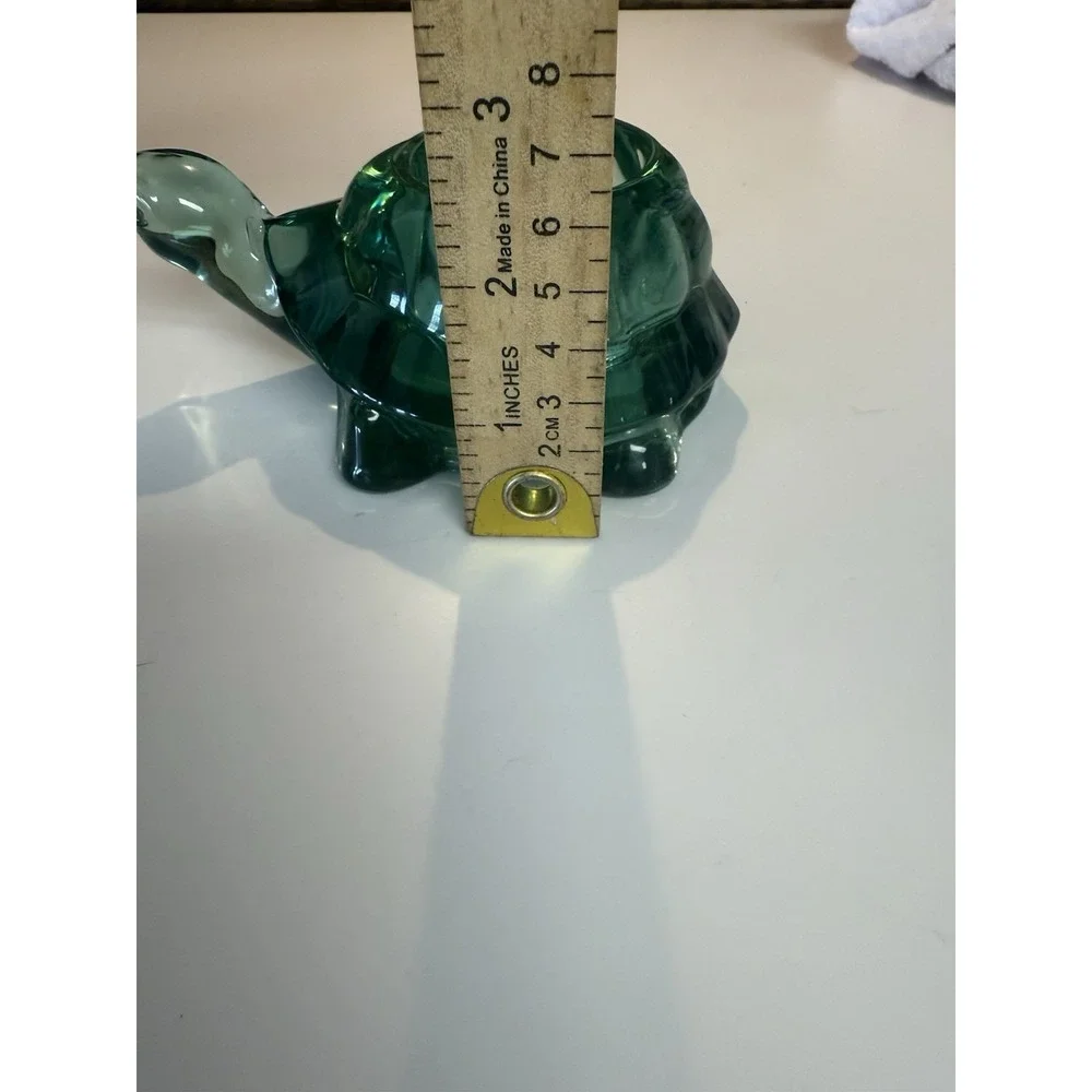 Vintage Turtle Votive Candle Holder, Indiana Glass Heavy Spanish Green Glass USA